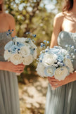 Frosted Blue Bloom Bridesmaid Bouquets