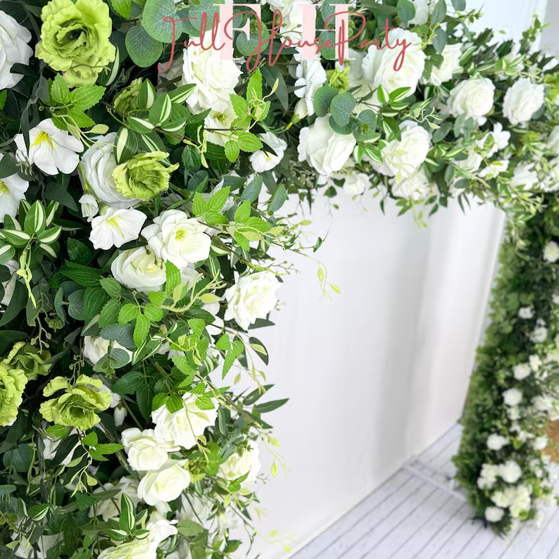White Roses Greenery Garland