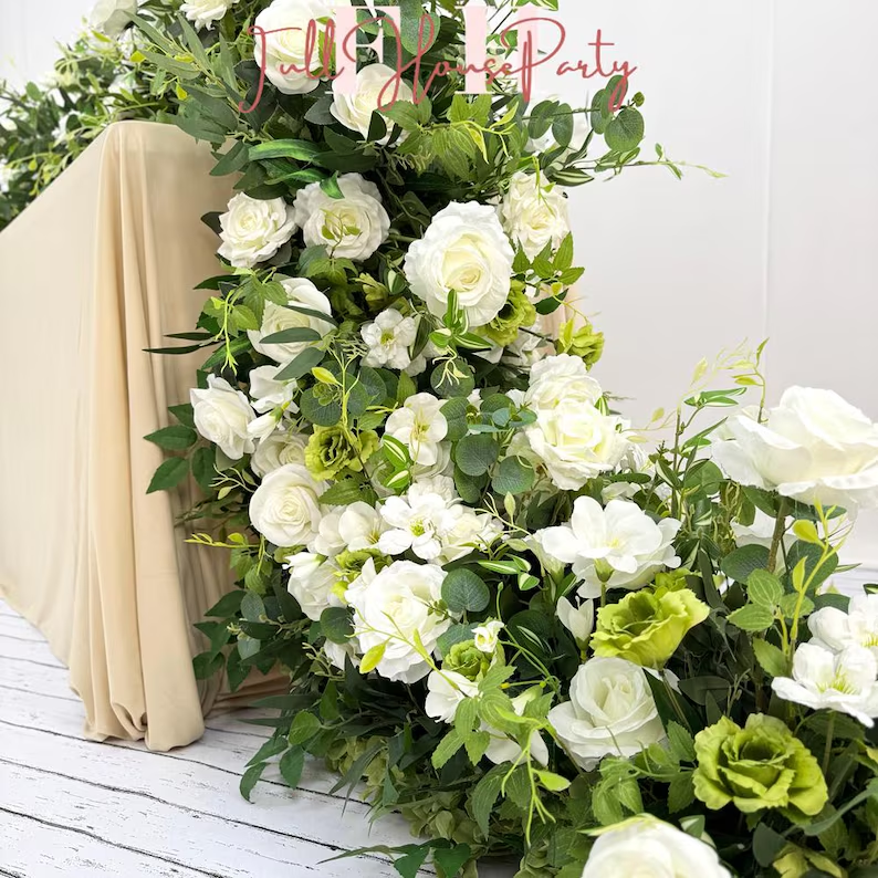 White Roses Greenery Garland