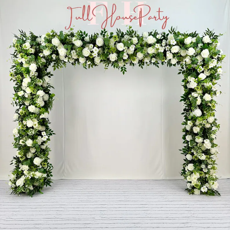 White Roses Greenery Garland