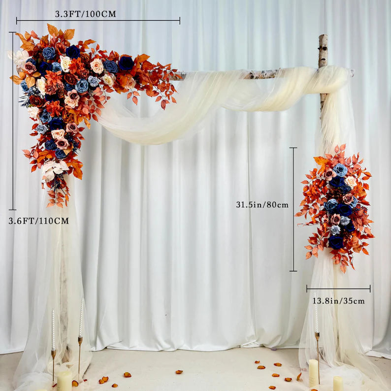 USA Local Stock---Wedding arch decoration withRed roses and eucalyptus leaves（Free matching curtains ）