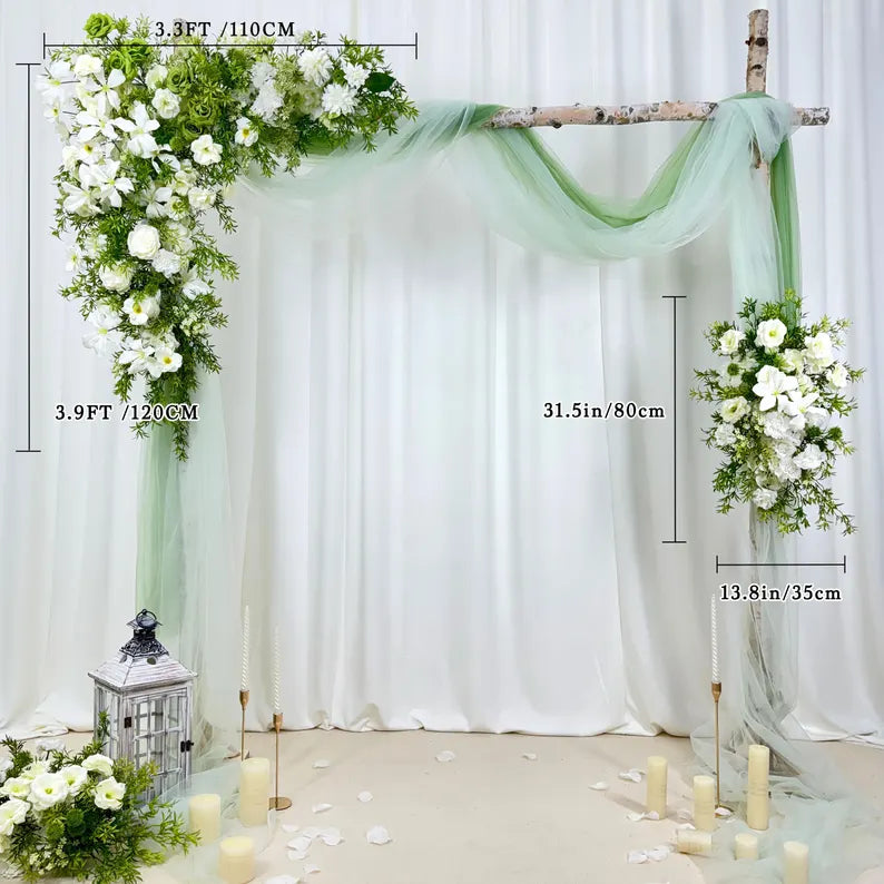 Wedding arch decoration with white roses and eucalyptus leaves（USA Local Stock）（Free matching curtains ）