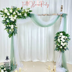USA Local Stock---Wedding arch decoration with white roses and eucalyptus leaves（Free matching curtains ）