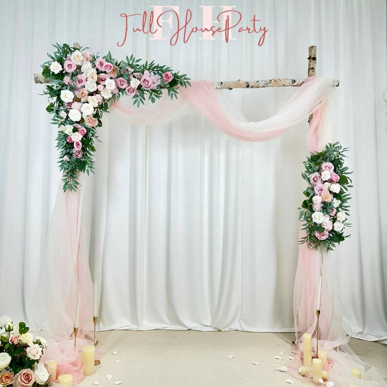 USA Local Stock---Spring Wedding arch decoration with Champagne rose, light brown rose and eucalyptus leaves（Free matching curtains ）