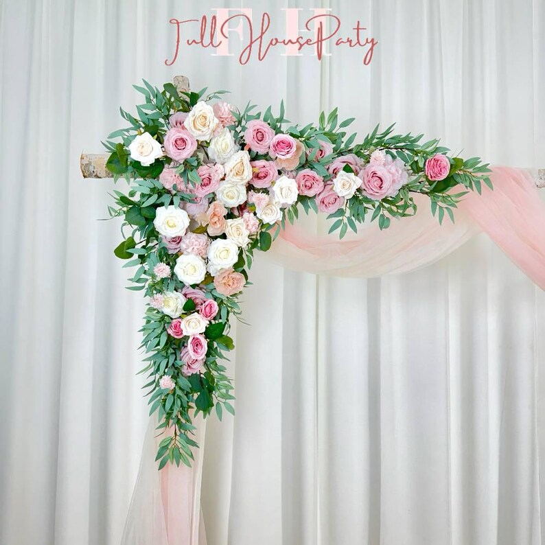 USA Local Stock---Spring Wedding arch decoration with Champagne rose, light brown rose and eucalyptus leaves（Free matching curtains ）