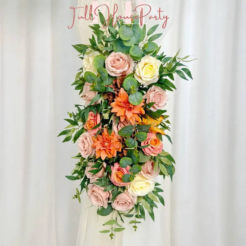 USA Local Stock---Wedding Arch Decoration with pink purple and white roses （Free matching curtains ）