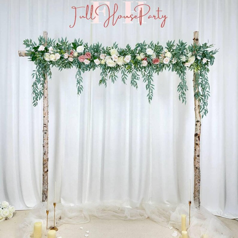 USA Local Stock---Wedding arch decoration with white roses and eucalyptus leaves