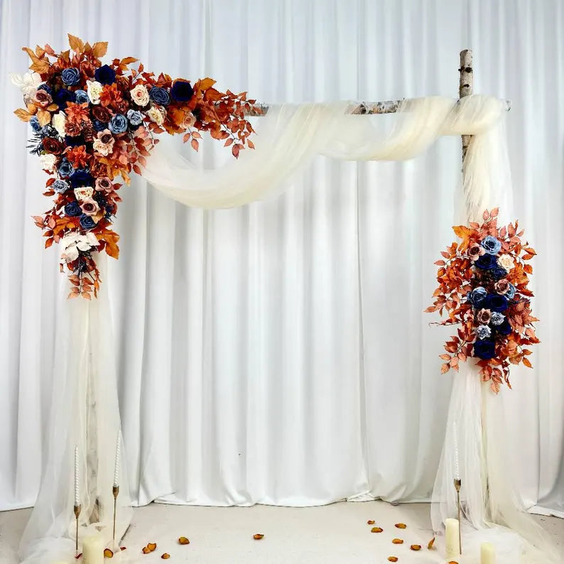 USA Local Stock---Wedding arch decoration withRed roses and eucalyptus leaves（Free matching curtains ）