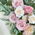 USA Local Stock---Spring Wedding arch decoration with Champagne rose, light brown rose and eucalyptus leaves（Free matching curtains ）