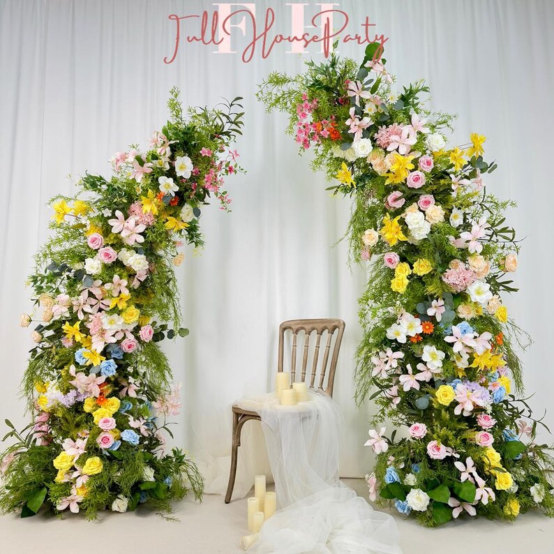 White Floral & Greenery Arch: Wedding Flower Arrangement (6ft + 7ft)