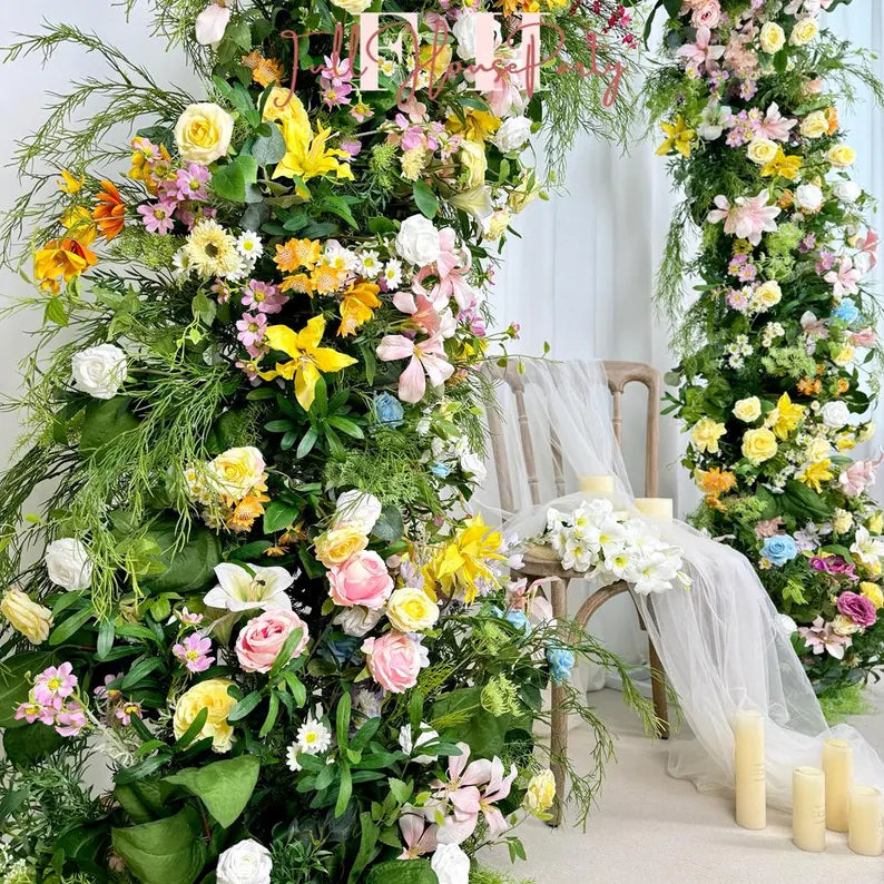 Wildflower Wedding Arch: Artificial Rose & Hydrangea Floral Arrangement