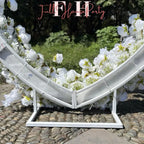 US Seller – 5D Luxury White Heart-Shaped Floral Arch, Romantic Wedding Backdrop, Proposal & Engagement Decoration, Love Arch (7.2 × 7.2 ft)