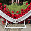 US Seller – 5D Red Heart-Shaped Floral Arch Backdrop(7.2×7.2 ft), Luxury Artificial Rose Wedding Arch, Proposal & Engagement Decoration