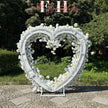 US Seller – 5D Luxury White Heart-Shaped Floral Arch, Romantic Wedding Backdrop, Proposal & Engagement Decoration, Love Arch (7.2 × 7.2 ft)