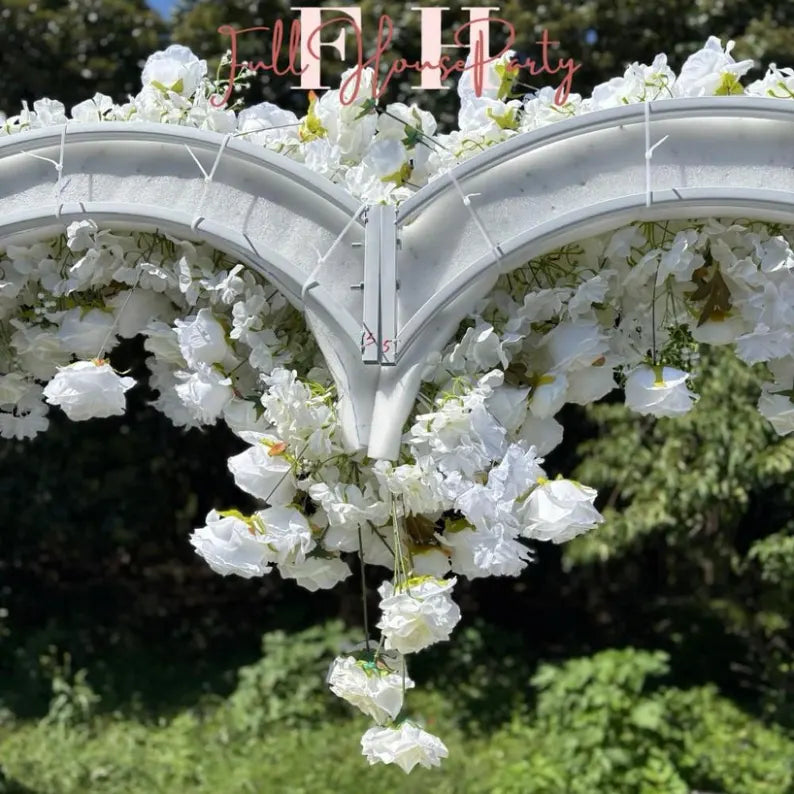 US Seller – 5D Luxury White Heart-Shaped Floral Arch, Romantic Wedding Backdrop, Proposal & Engagement Decoration, Love Arch (7.2 × 7.2 ft)