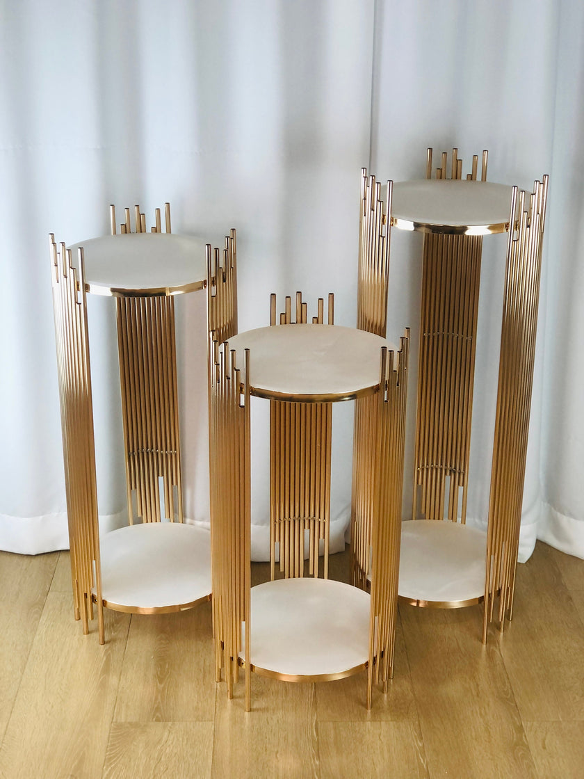 Gold Wedding Pedestal Stand Set