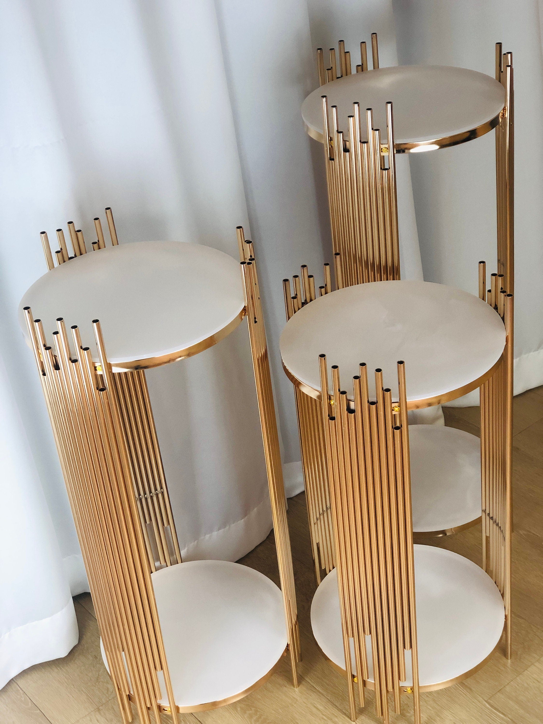 Gold Wedding Pedestal Stand Set