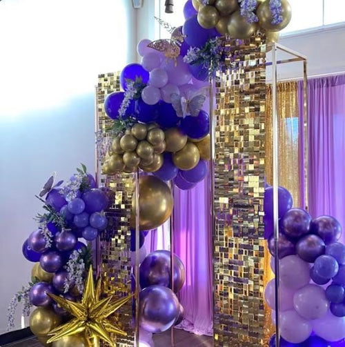 60% OFF Clearance Sale 2 Piece/ -6.5ft Square Gold-Plated Floral Background Stand, Wedding Arch, Background Frame, Bridal Wedding Background