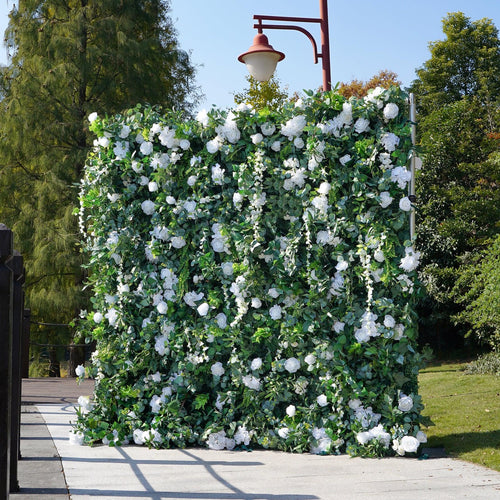 60% Off | Ships from Houston |5D  Flower Wall 8*8ft  - Flower Wall Rolling Up Curtain Wall, Fabric Flower Wall, Wedding Party Photo Backdrop