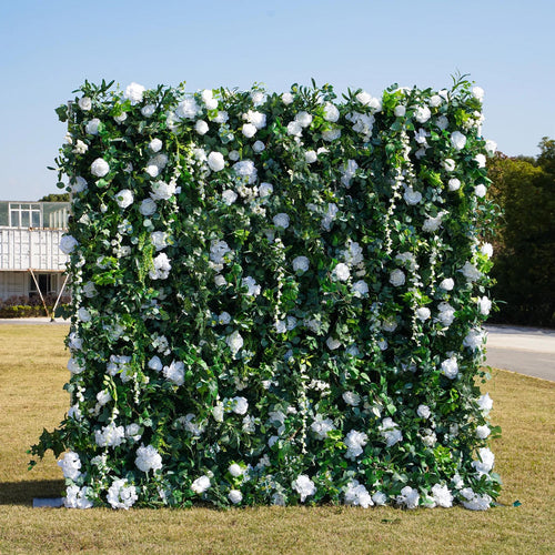 60% Off | Ships from Houston |5D  Flower Wall 8*8ft  - Flower Wall Rolling Up Curtain Wall, Fabric Flower Wall, Wedding Party Photo Backdrop