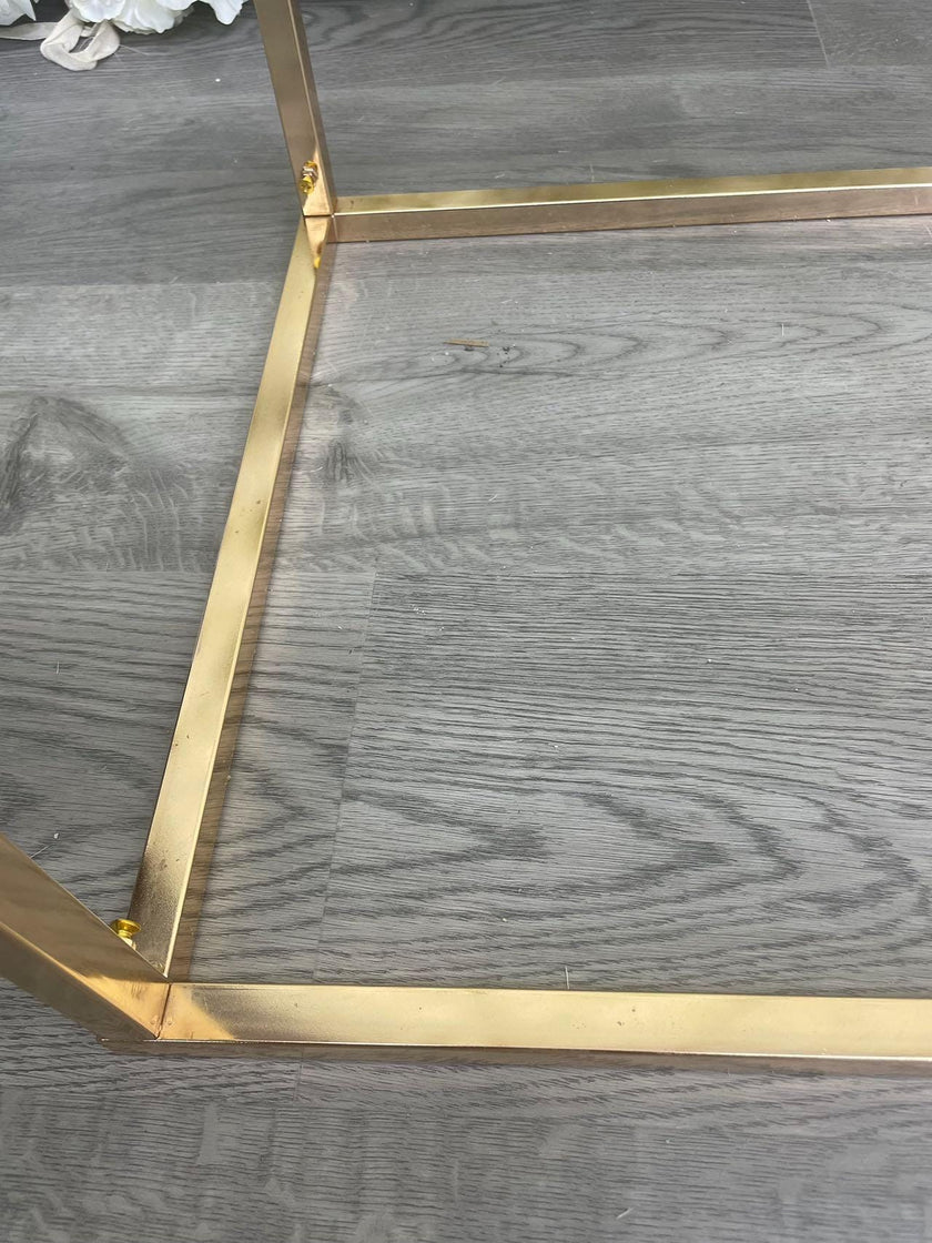 2 Piece  - 6.5ft Square Gold-Plated Floral Background Stand