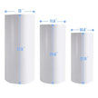 Set of 3 - Metal Cylinder Stands for party, Decor White Cylinder Plinth Wedding Props , Pedestal Display Cylindrical, Wedding Backdrop Stand