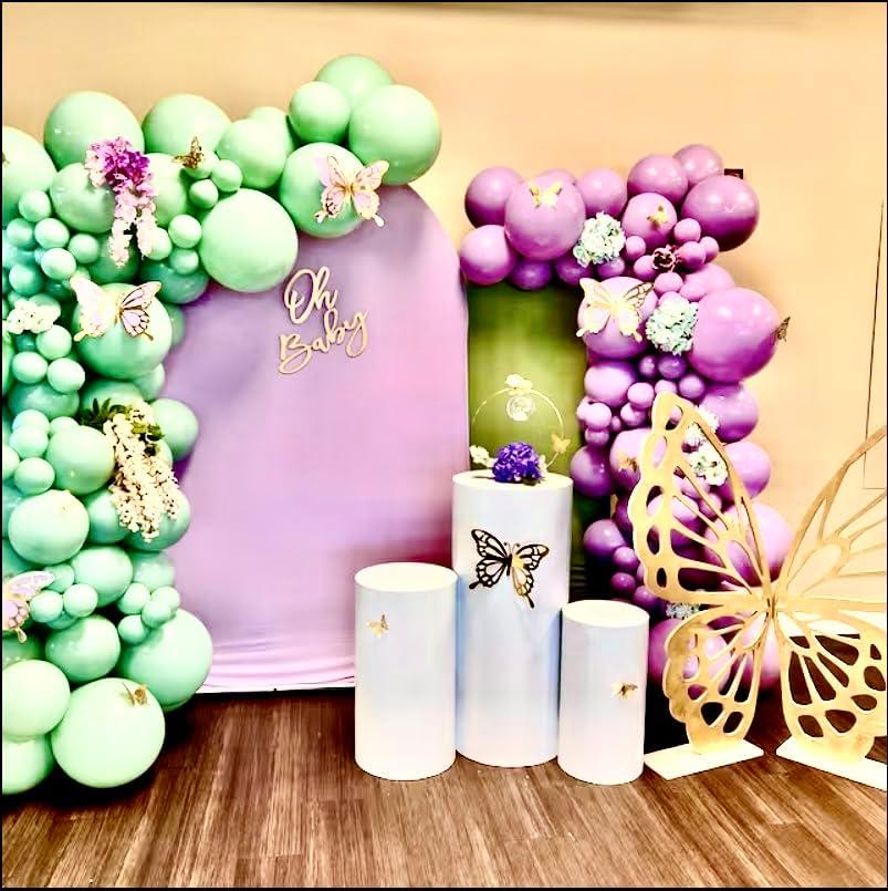 Set of 3 - Metal Cylinder Stands for party, Decor White Cylinder Plinth Wedding Props , Pedestal Display Cylindrical, Wedding Backdrop Stand