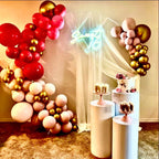 Set of 3 - Metal Cylinder Stands for party, Decor White Cylinder Plinth Wedding Props , Pedestal Display Cylindrical, Wedding Backdrop Stand