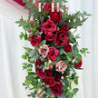 USA Local Stock---Wedding arch decoration withRed roses and eucalyptus leaves（Free matching curtains ）