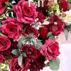 USA Local Stock---Wedding arch decoration withRed roses and eucalyptus leaves（Free matching curtains ）