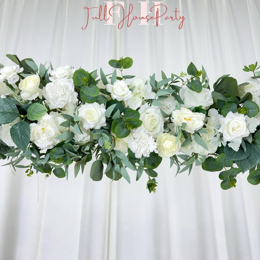 USA Local Stock---Wedding arch decoration with white roses and eucalyptus leaves