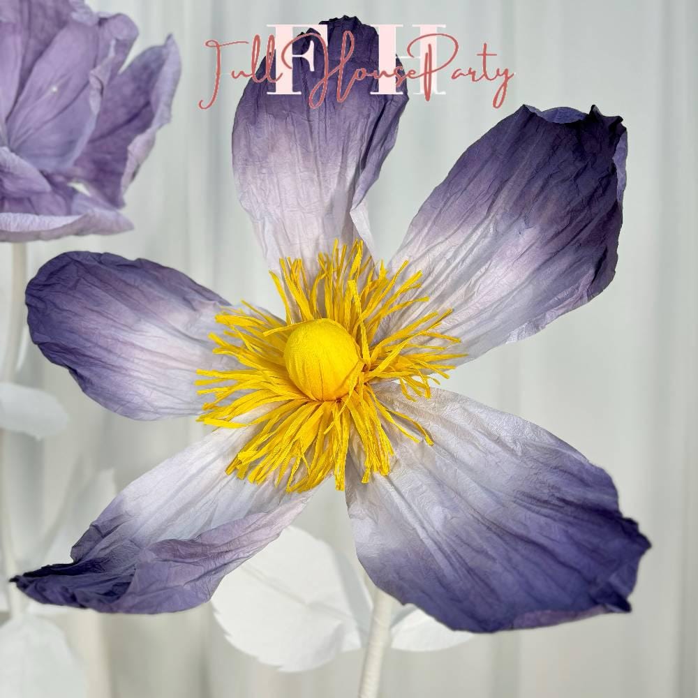 Purple Giant Paper Flowers – Life-Size Artistic Floral Décor for Weddings, Shopping Malls, Exhibitions, and Luxury Commercial Spaces