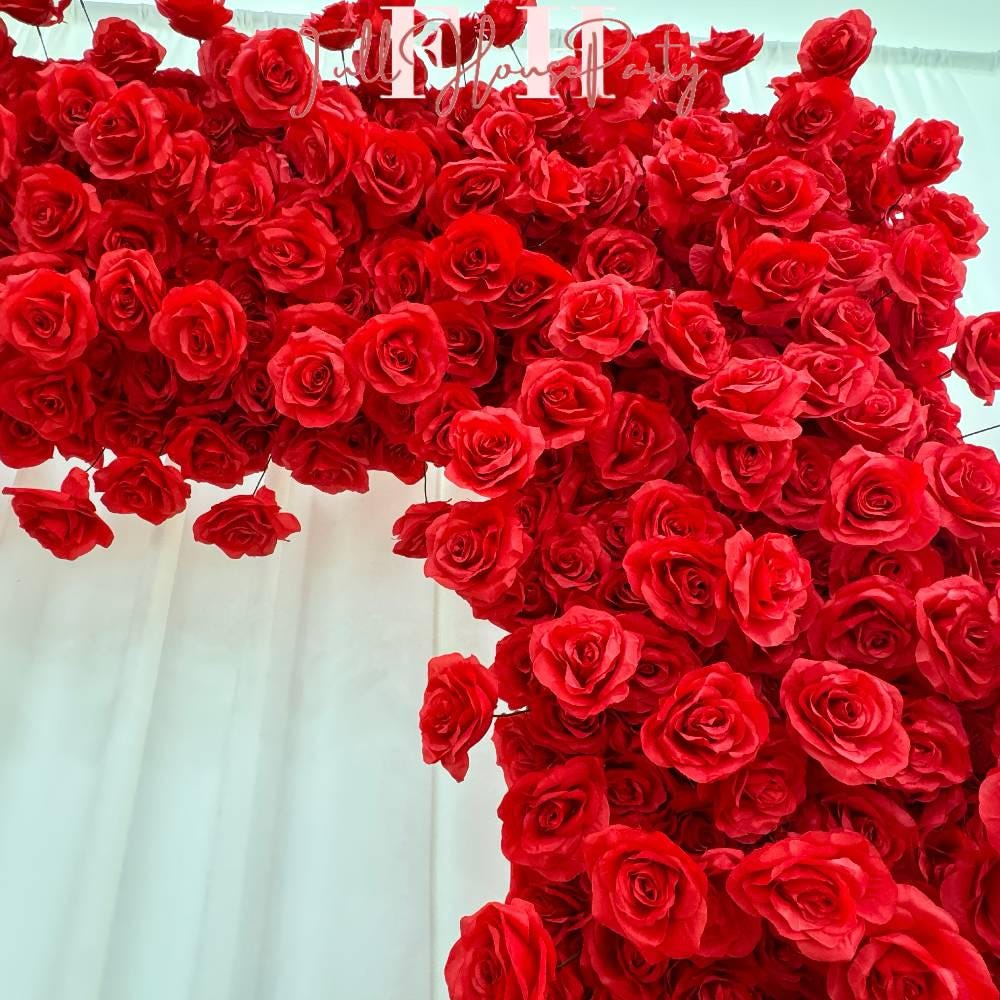 W8Ft x H8.53Ft Rollable Artificial Red Rose Arch Wedding Decoration, Flower Arch Wedding, Backdrop Flower Archway Party Decor for Events