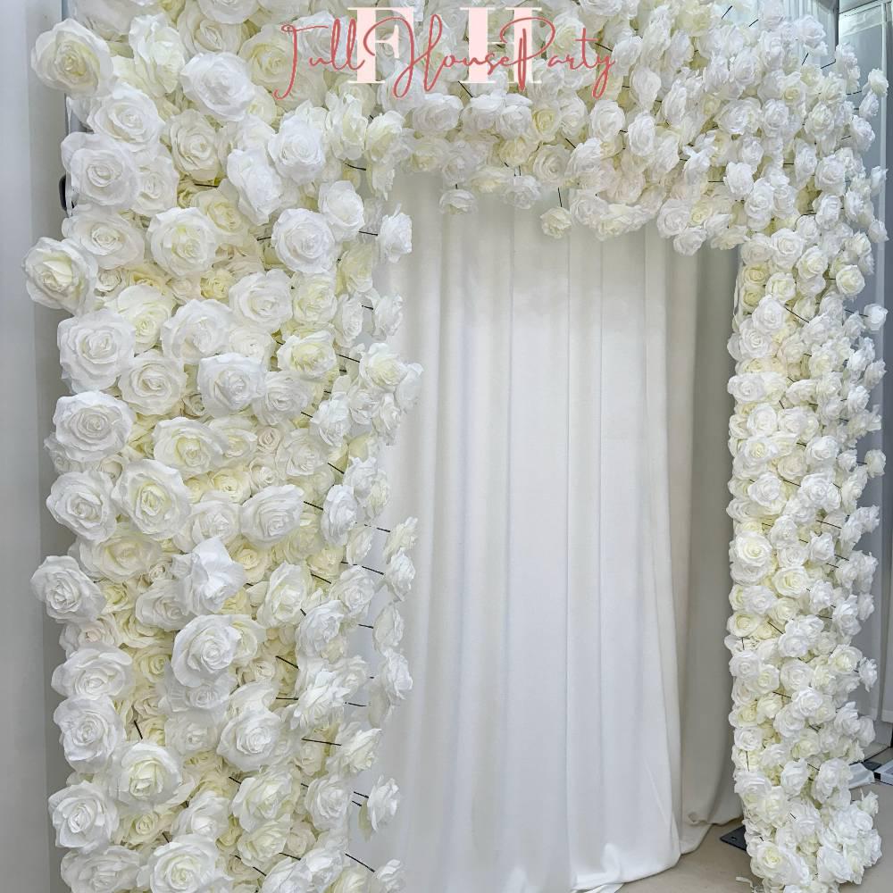 H8.53 xW8Ft Rollable Artificial White Rose Arch Wedding Decoration, Flower Arch Wedding,Backdrop Flower Archway