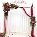 USA Local Stock---Wedding arch decoration withRed roses and eucalyptus leaves（Free matching curtains ）
