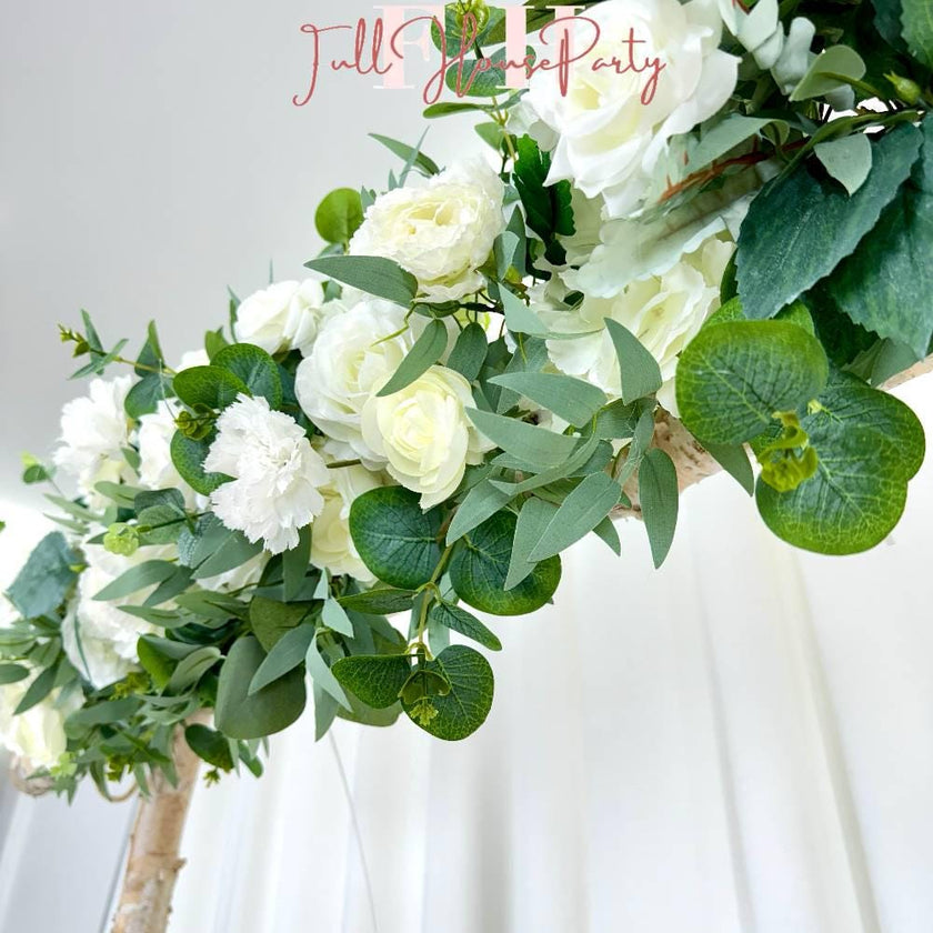 USA Local Stock---Wedding arch decoration with white roses and eucalyptus leaves