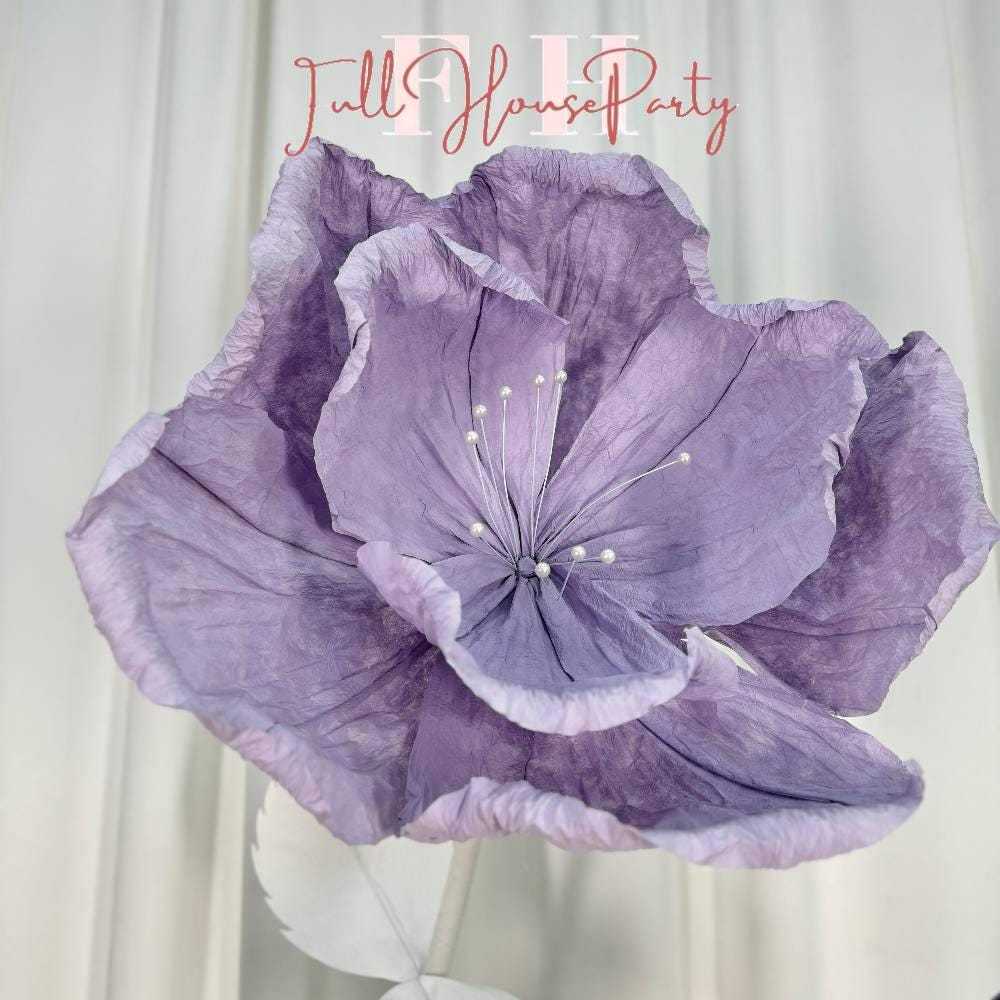 Purple Giant Paper Flowers – Life-Size Artistic Floral Décor for Weddings, Shopping Malls, Exhibitions, and Luxury Commercial Spaces