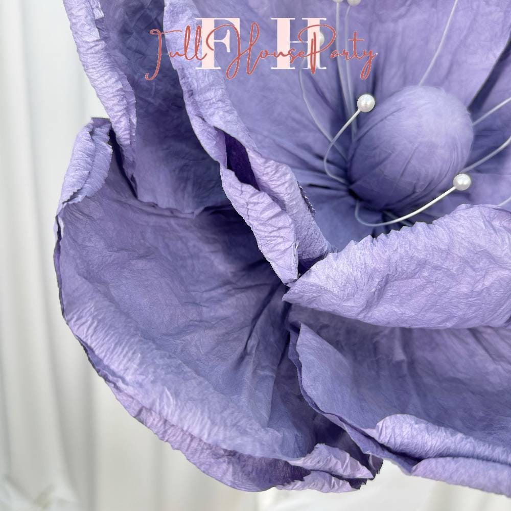 Purple Giant Paper Flowers – Life-Size Artistic Floral Décor for Weddings, Shopping Malls, Exhibitions, and Luxury Commercial Spaces