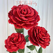 Self Standing Paper Flowers - Standing Paper Flowers - Giant Red Paper Roses – Life-Size Artificial Flower - Metal Base Included