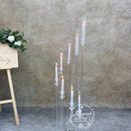 50“ - Clear Acrylic Tall Candle Holder with Crystal Glass Hurricane Tube, Suitable for Real Candles,wedding candlestick table centerpiece