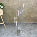 50“ - Clear Acrylic Tall Candle Holder with Crystal Glass Hurricane Tube, Suitable for Real Candles,wedding candlestick table centerpiece