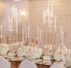 50“ - Clear Acrylic Tall Candle Holder with Crystal Glass Hurricane Tube, Suitable for Real Candles,wedding candlestick table centerpiece