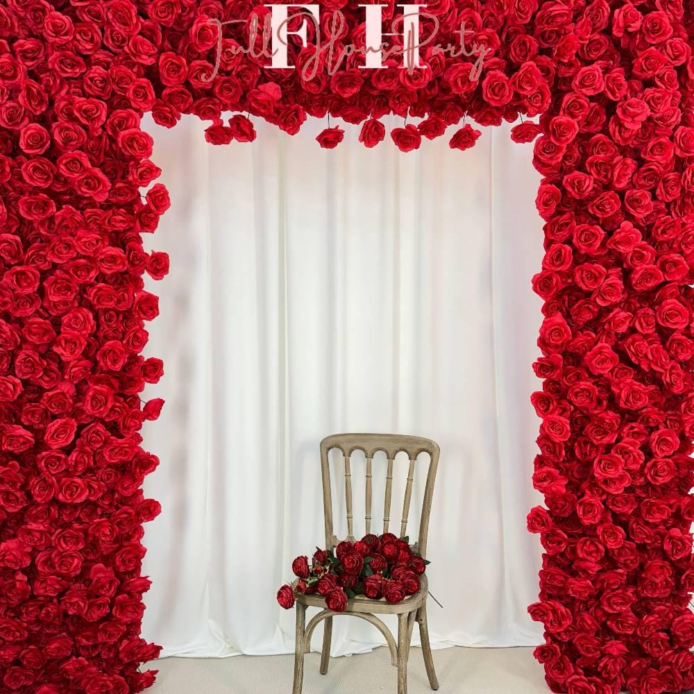 W8Ft x H8.53Ft Rollable Artificial Red Rose Arch Wedding Decoration, Flower Arch Wedding, Backdrop Flower Archway Party Decor for Events