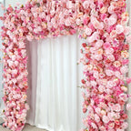 US Seller---W8Ft x H8.53Ft Rollable Artificial Pink Rose Arch Wedding Decoration, Flower Arch Wedding, Backdrop Flower Archway Party Decor