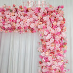 W8Ft x H8.53Ft Rollable Artificial Pink Rose Wedding Arch, Floral Archway Backdrop Decoration for Ceremony
