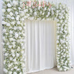 W8Ft x H8.53Ft Rollable Artificial White Rose  baby’s breath Arch Wedding Decoration, Flower Arch Wedding, Backdrop Flower Archway Party
