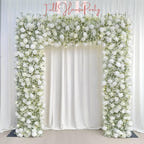 8×8.53 ft Rollable White Rose & Baby’s Breath Wedding Arch, Artificial Flower Backdrop Archway Decoration