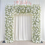 W8Ft x H8.53Ft Rollable Artificial White Rose  baby’s breath Arch Wedding Decoration, Flower Arch Wedding, Backdrop Flower Archway Party