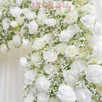 8×8.53 ft Rollable White Rose & Baby’s Breath Wedding Arch, Artificial Flower Backdrop Archway Decoration