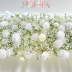 8×8.53 ft Rollable White Rose & Baby’s Breath Wedding Arch, Artificial Flower Backdrop Archway Decoration